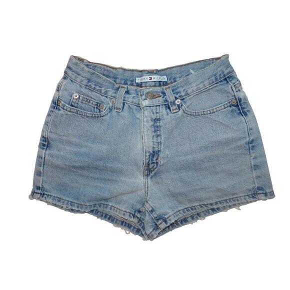 Y2K Tommy Hilfiger Women's Denim Shorts Light Wash - Picture 1 of 7